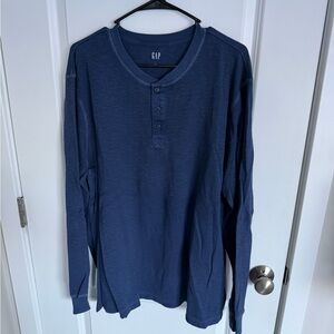 2-pack GAP Men's Blue/Charcoal Thermal Henley Shirt